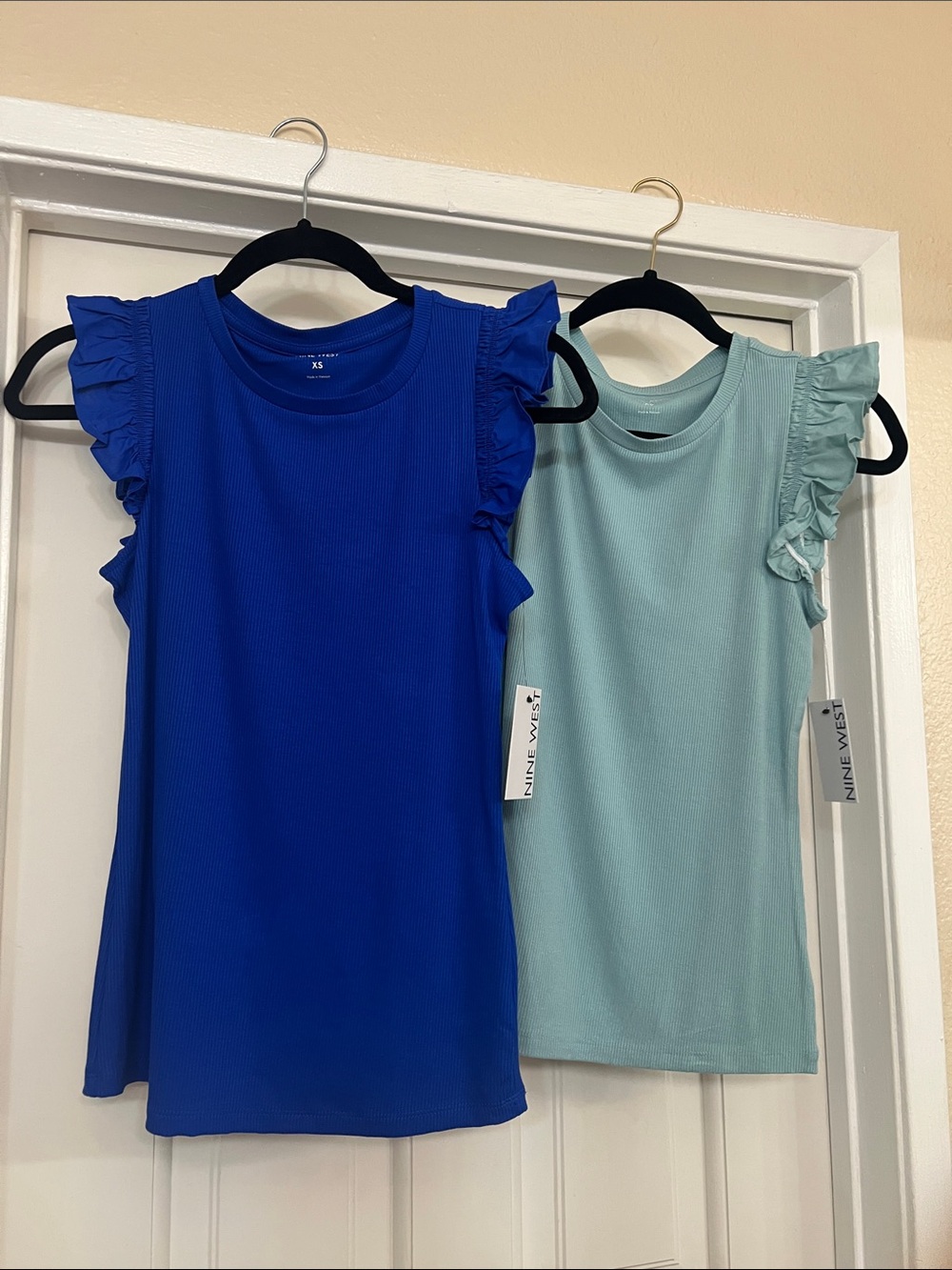 Nine West Girls' Ruffle Tank Top - Royal Blue & Mint